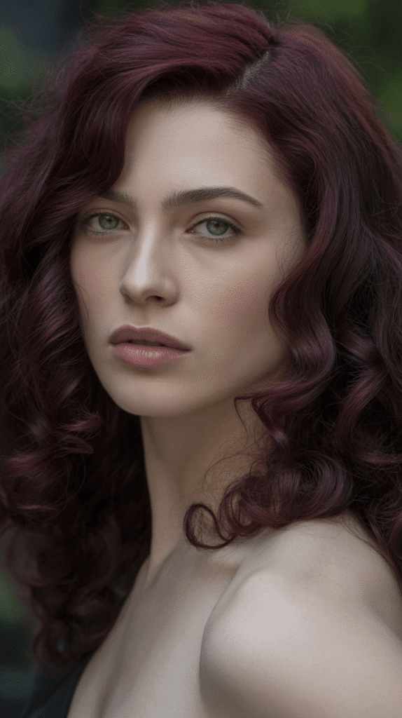26 Flattering Hair Colors for Pale Skin with Green Eyes That Turn Heads 8 Burgundy: Deep Wine-Red Elegance