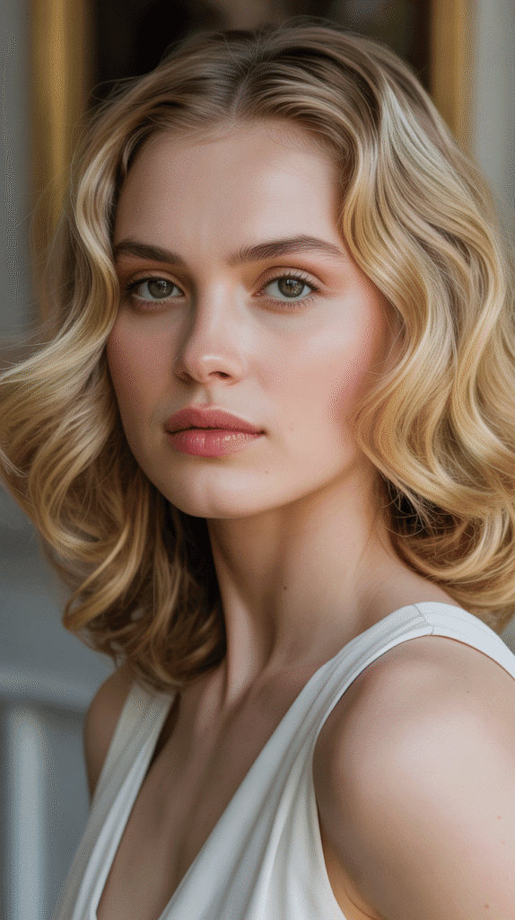 28 Best Hair Colors for Pale Skin and Green Eyes to Brighten Your Style 22 Champagne Blonde – Sophisticated Lightness