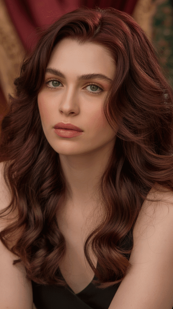 28 Best Hair Colors for Pale Skin and Green Eyes to Brighten Your Style 7 Mahogany – Rich Depth with Red Undertones