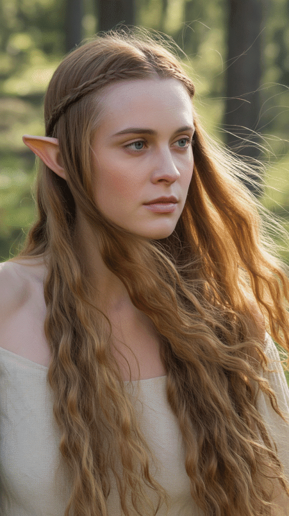 25 Step-by-Step Elf Hairstyle Tutorials Anyone Can Try 9 Long Flowing Waves with Braided Accent