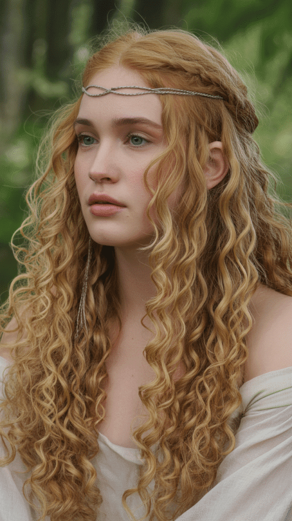 27 Gorgeous Elf Hairstyles for Curly Hair Full of Fantasy Charm 2 Half-Up Twisted Rope Braids with Volume