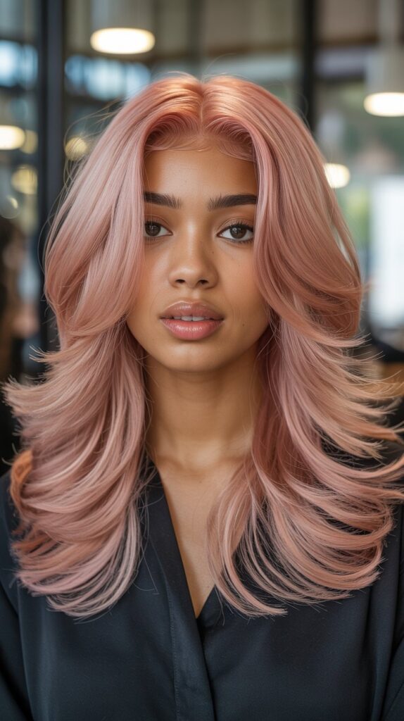 25 Chic Blonde Weave Hairstyles for Black Women This Season 10 Rose Gold Blonde Layered Cut