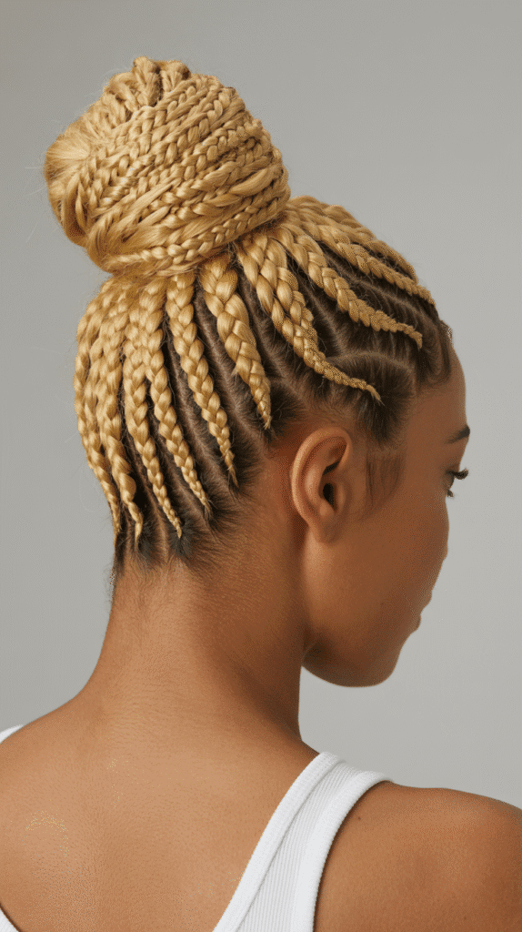 27 Classic Blonde Updo Hairstyles for Black Women for Every Occasion 20 Blonde Feed-In Braids Updo