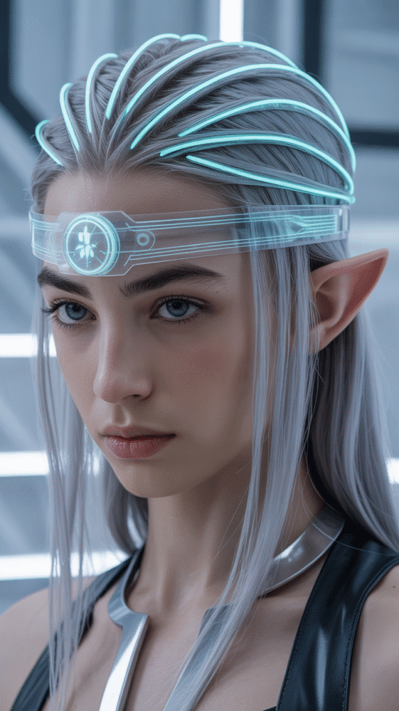 30 Enchanting Elf Hairstyle Drawings to Spark Your Fantasy Inspiration 29 Futuristic Sleek Styles with Metallic Accents