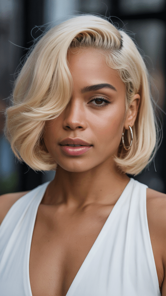 30 Fabulous Blonde Bob Hairstyles for Black Women You'll Love 27 Blonde Bob with Deep Side Part