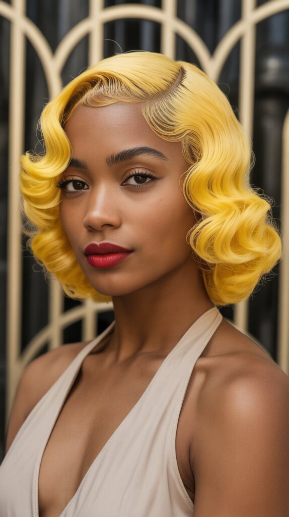 25 Chic Blonde Weave Hairstyles for Black Women This Season 14 Lemon Blonde Finger Waves