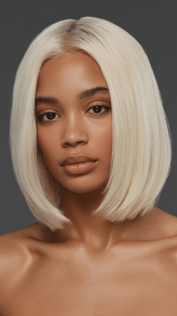 30 Fabulous Blonde Bob Hairstyles for Black Women You'll Love 4 Sleek Straight Platinum Blonde Bob