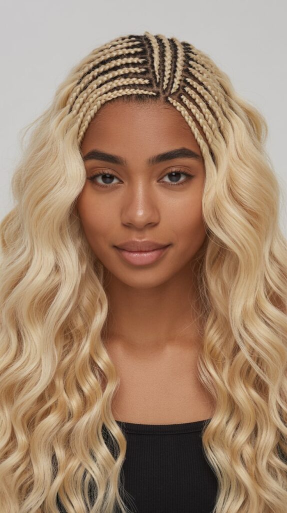 25 Chic Blonde Weave Hairstyles for Black Women This Season 17 Buttery Blonde Cornrow Base with Extensions