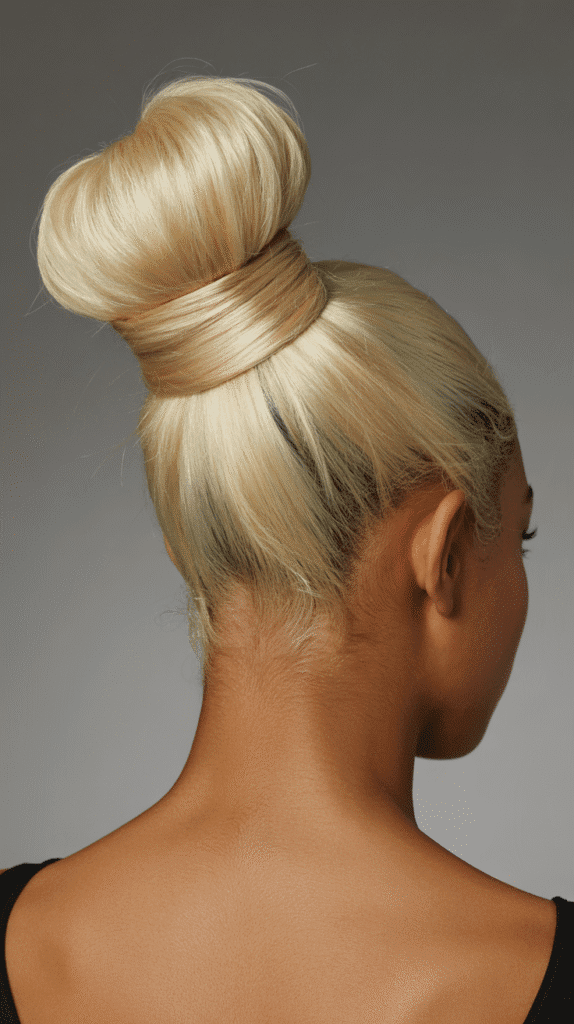 27 Classic Blonde Updo Hairstyles for Black Women for Every Occasion 7 Sleek Blonde Ponytail Updo