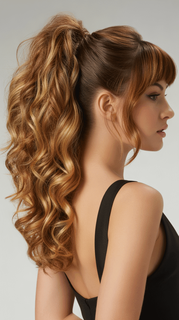 28 Enchanting Whimsical Hairstyles for Long Hair Perfect for Any Occasion 24 Voluminous Curled Ponytail