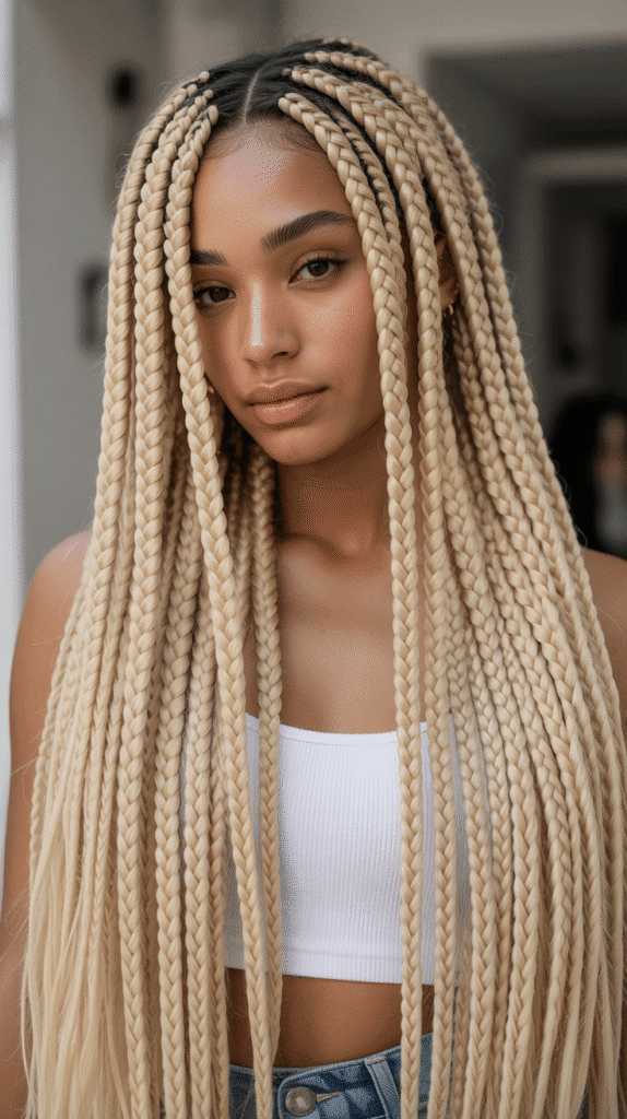 30 Gorgeous Blonde Wig Hairstyles for Black Women You Need to Try 20 Honey Blonde Jumbo Box Braids