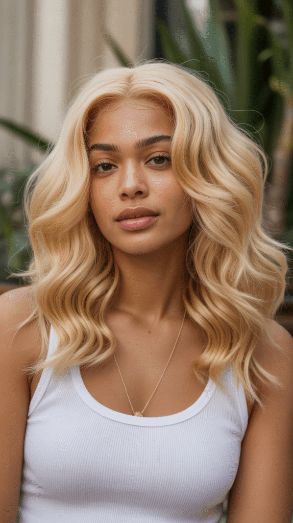 30 Gorgeous Blonde Wig Hairstyles for Black Women You Need to Try 2 Honey Blonde Loose Waves