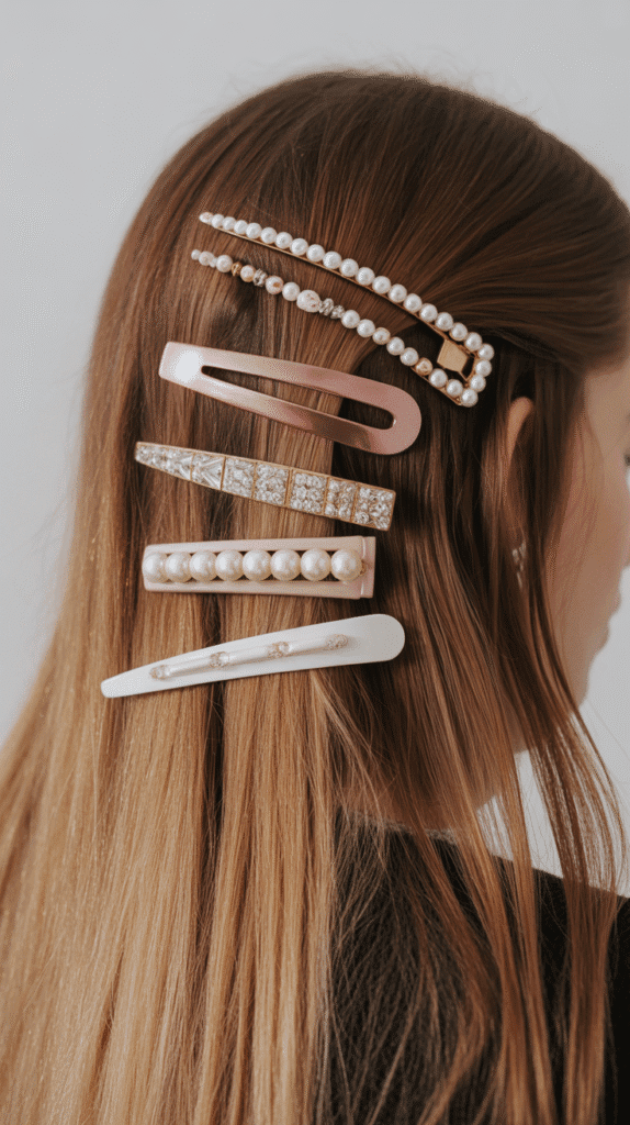 27 Chic Whimsical Hairstyles for Straight Hair That Add a Touch of Grace 14  Straight Hair with Decorative Clips