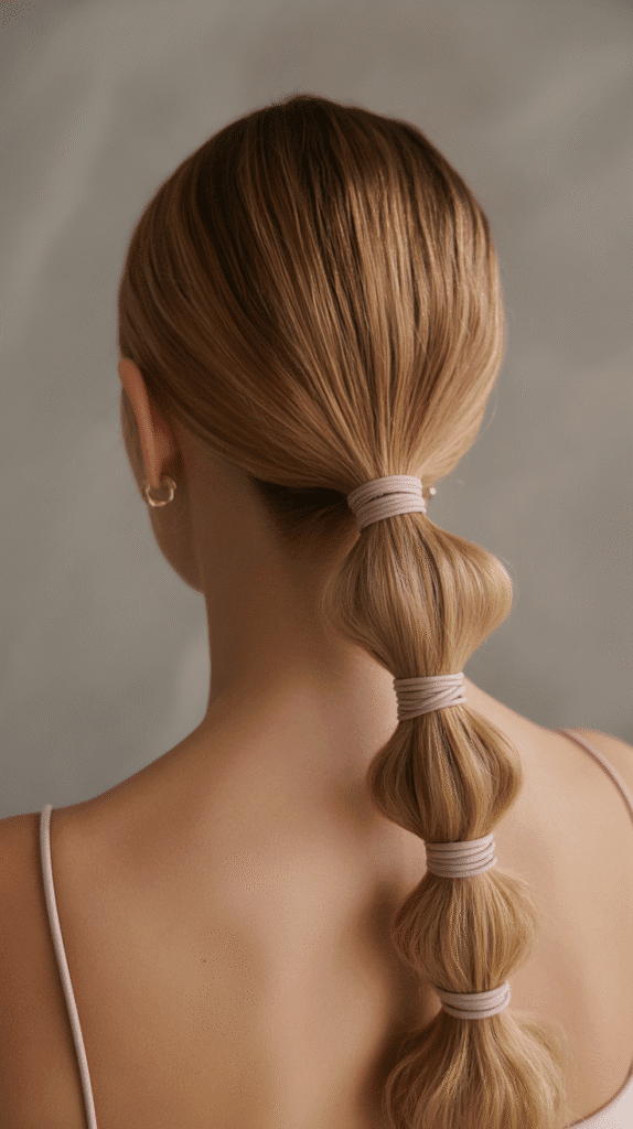 27 Chic Whimsical Hairstyles for Straight Hair That Add a Touch of Grace 12 Low Ponytail with Wrapped Sections