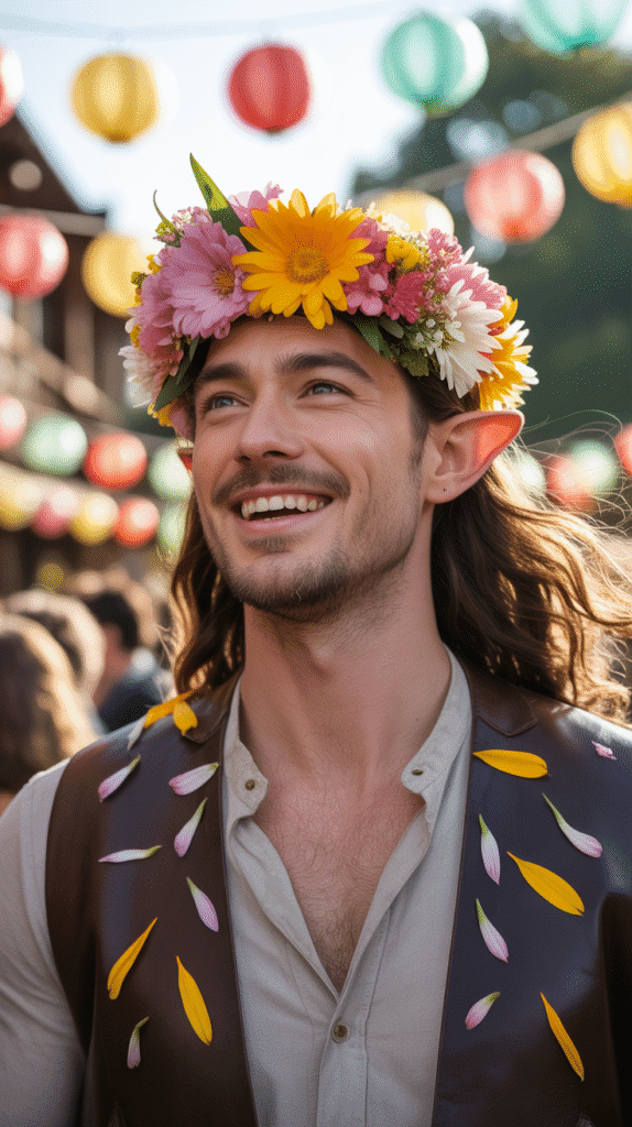 26 Cool Elf Hairstyles for Male Elves Inspired by Fantasy Worlds 17 The Festival Flower Crown