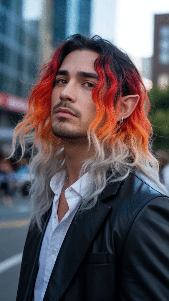 26 Cool Elf Hairstyles for Male Elves Inspired by Fantasy Worlds 25 The Phoenix Flame Gradient