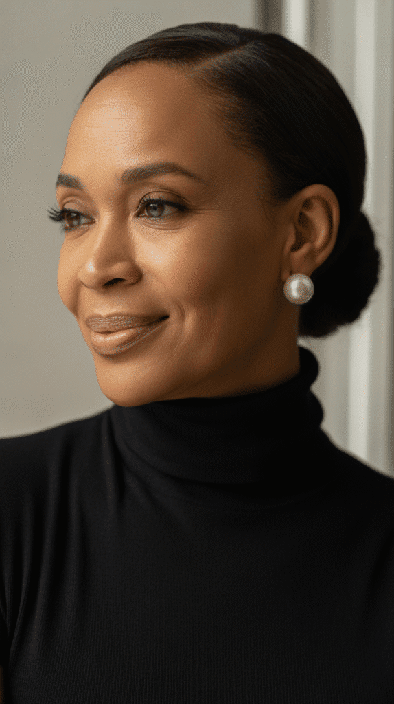 33 Elegant Winter Hairstyles for African American Women of All Ages 2 Sleek Low Bun