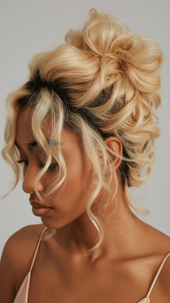27 Classic Blonde Updo Hairstyles for Black Women for Every Occasion 26 Messy Blonde Updo