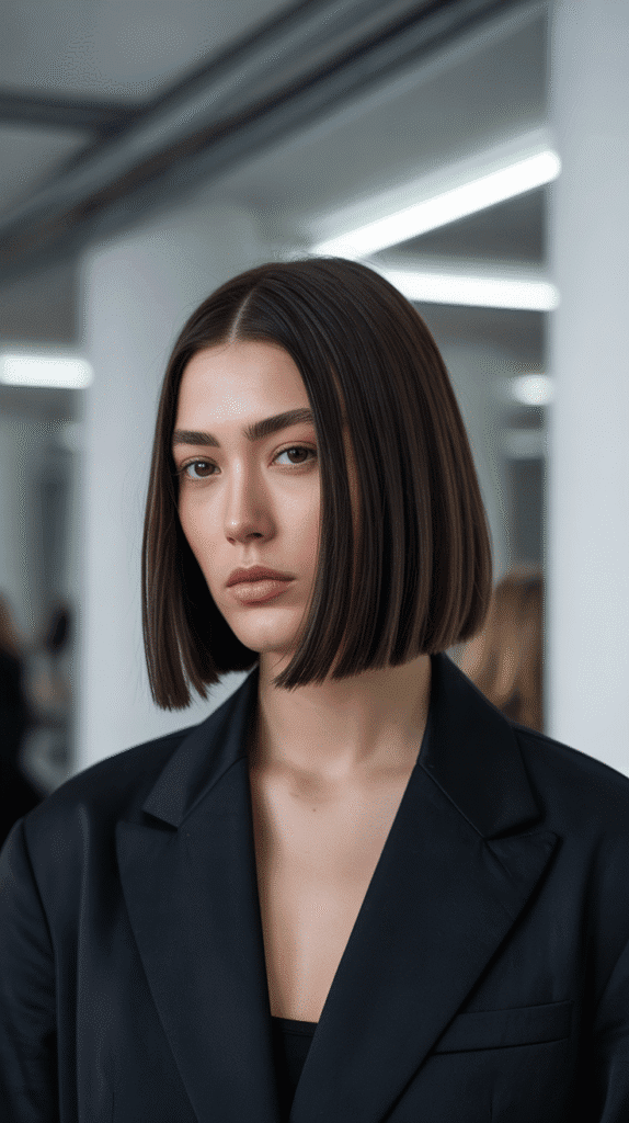 30 Trendy 90s Short Hairstyles to Try 19 The Blunt Lob with Center Part