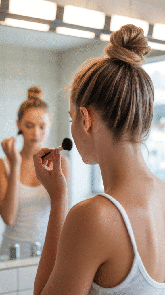 37 Easy Hairstyles to Keep Hair Out of Your Face 6 Top Knot Bun