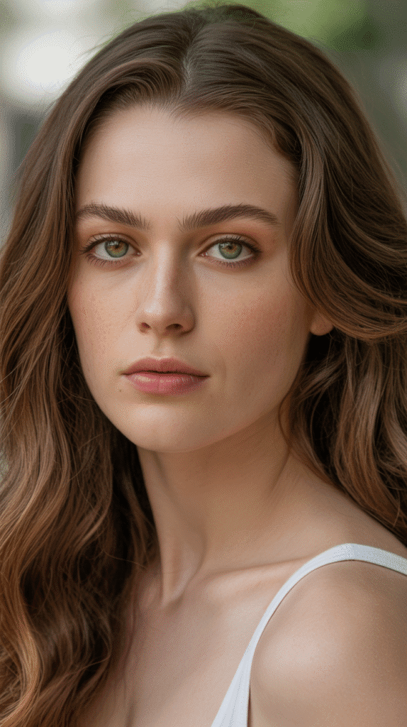 28 Best Hair Colors for Pale Skin and Green Eyes to Brighten Your Style 17 Chestnut Brown – Natural Elegance