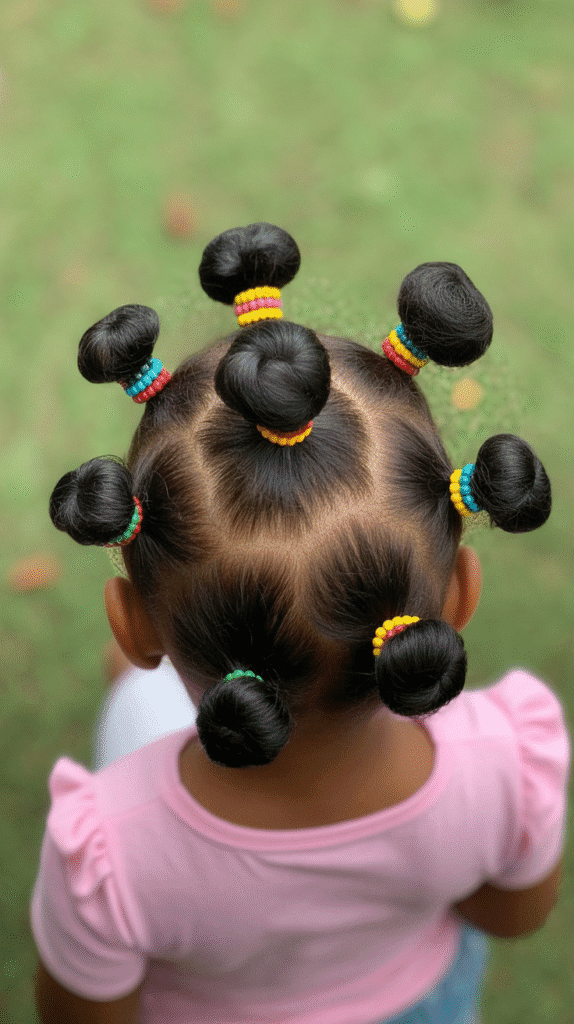 33 Fun Braided Hairstyles for Kids with Beads 16 Bantu Knots with Bead Accents