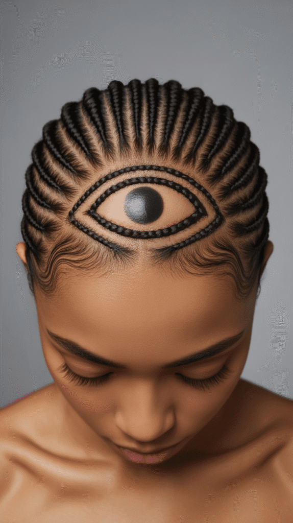 28 Gorgeous Whimsical Hairstyles for Black Women Full of Fantasy Vibes 23 Mystical Third Eye Braided Design