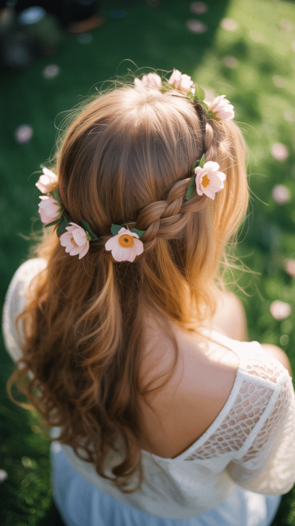 25 Easy Whimsical Hairstyles You Can Create in Minutes 6 Braided Flower Crown