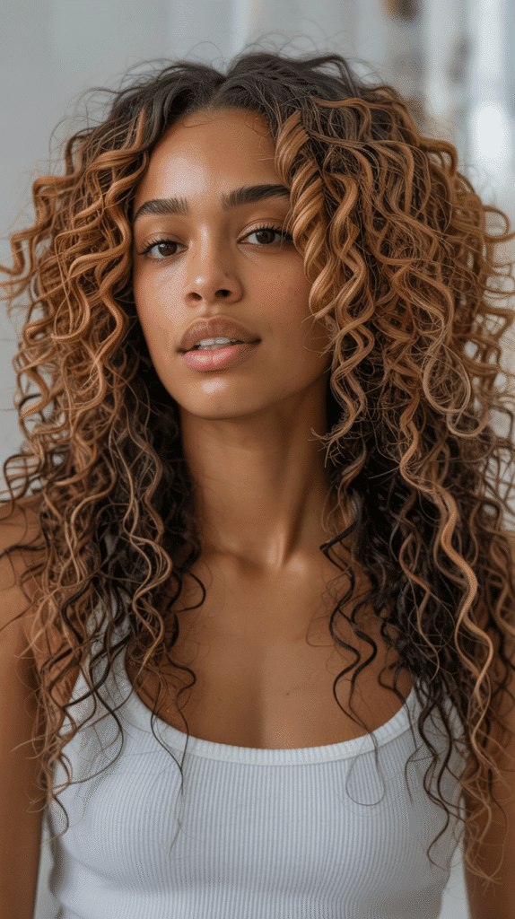 30 Long Blonde Hairstyles for Black Women That Slay All Year 17 Honey Butter Highlights on Natural Hair