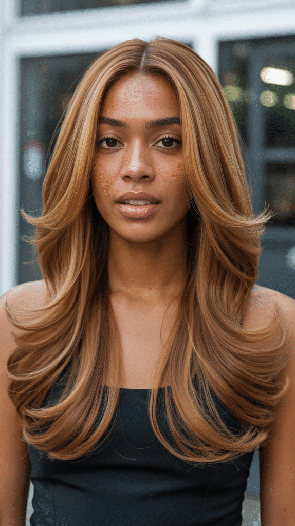 30 Long Blonde Hairstyles for Black Women That Slay All Year 25 Caramel Blonde Butterfly Cuts