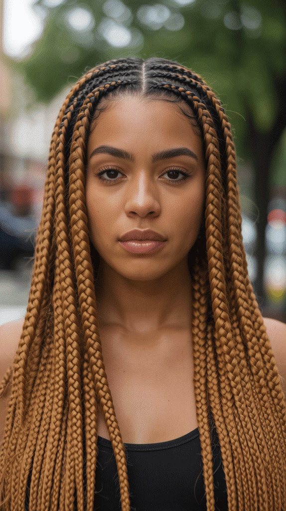 30 Long Blonde Hairstyles for Black Women That Slay All Year 20 Golden Honey Tribal Braids