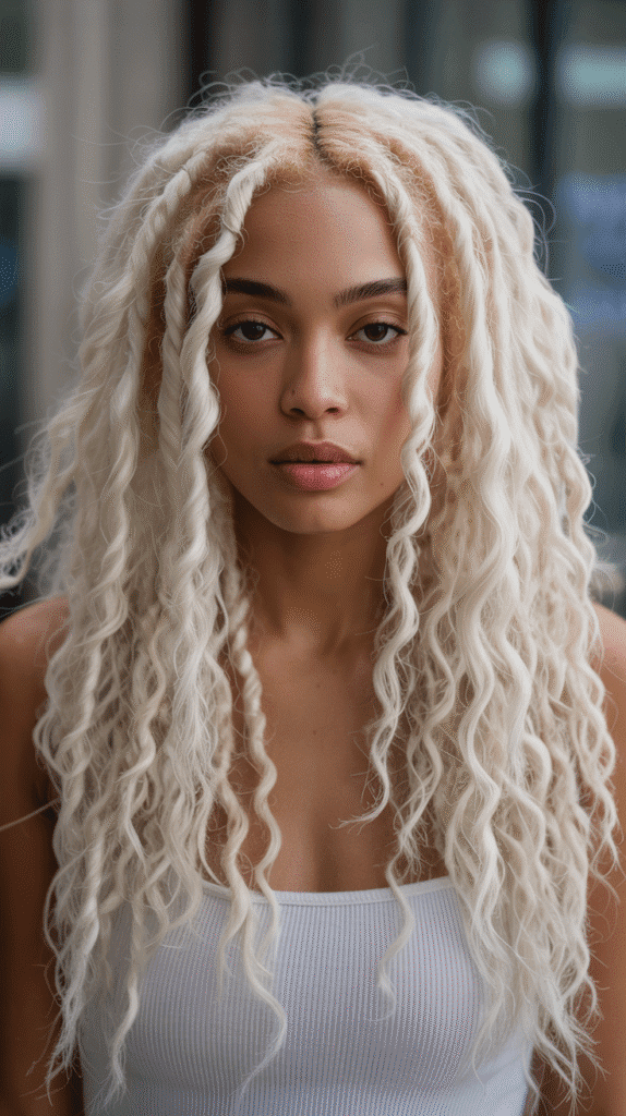 30 Long Blonde Hairstyles for Black Women That Slay All Year 14 Pearl Blonde Butterfly Locs