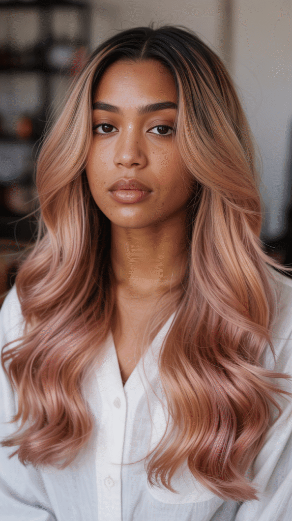 30 Long Blonde Hairstyles for Black Women That Slay All Year 10 Rose Gold Blonde Balayage
