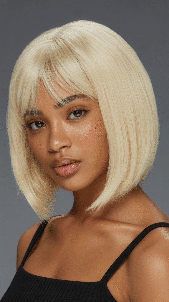 30 Gorgeous Blonde Wig Hairstyles for Black Women You Need to Try 1 Platinum Blonde Bob With Blunt Ends