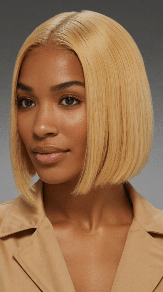 30 Fabulous Blonde Bob Hairstyles for Black Women You'll Love 1 Classic Chin-Length Blonde Bob
