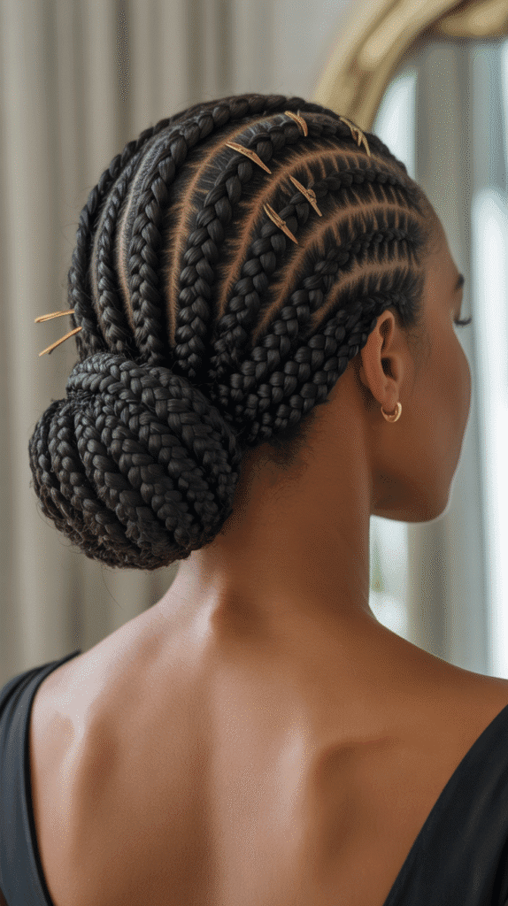 30 Trendy 2025 Braided Hairstyles for Black Women 24 Braided Buns for Elegant Updos