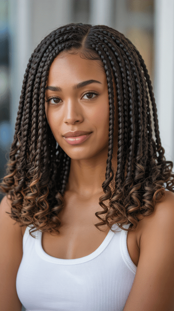 30 Trendy 2025 Braided Hairstyles for Black Women 28 Curly-Ended Braids for Textured Contrast