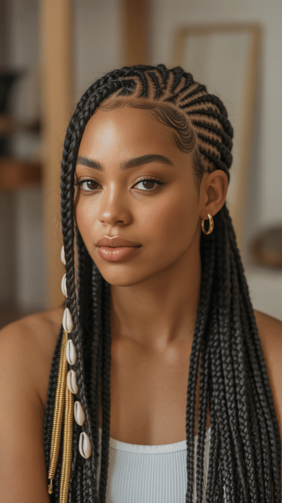 30 Trendy 2025 Braided Hairstyles for Black Women 8 Fulani Braids with Beaded Accessories
