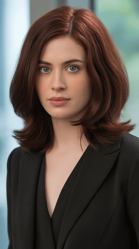 26 Flattering Hair Colors for Pale Skin with Green Eyes That Turn Heads 16 Dark Auburn: Sophisticated Red-Brown Balance