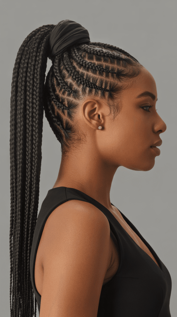 30 Trendy 2025 Braided Hairstyles for Black Women 19 Ponytail Braids for Sleek Updos