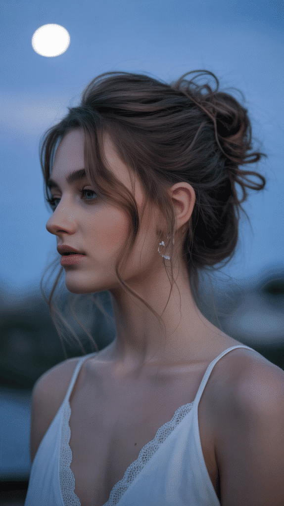 25 Easy Whimsical Hairstyles You Can Create in Minutes 21 Moonlight Messy Bun