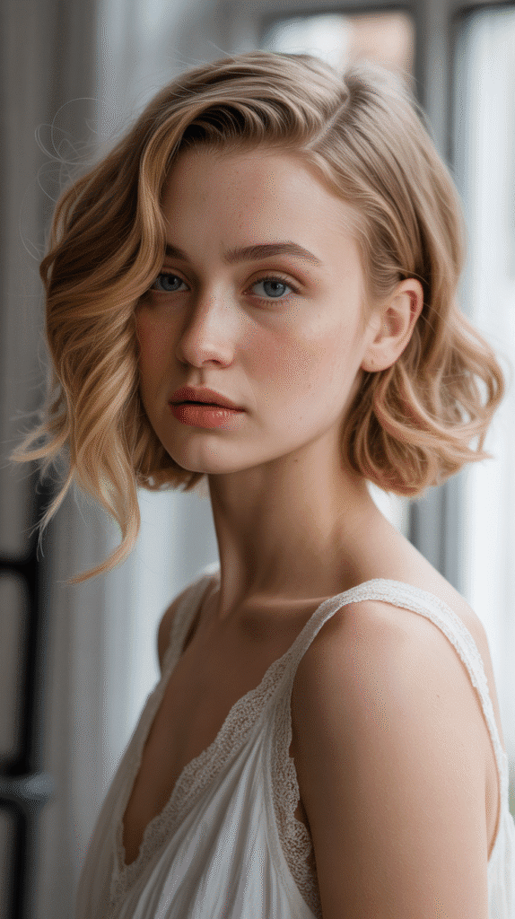 27 Magical Elf Hairstyles for Short Hair Perfect for Cosplay or Holidays 13 Side-Swept Ethereal Waves
