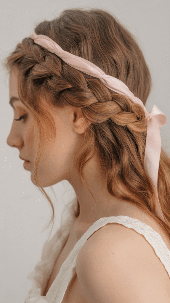 30 Elegant Elf Hairstyles for Long Hair Straight Out of a Fairytale 10 Wraparound Braid with Ribbon