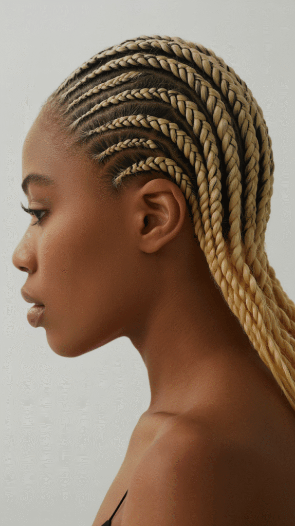 27 Stunning Blonde Braided Hairstyles for Black Women That Turn Heads 4 Blonde Cornrows