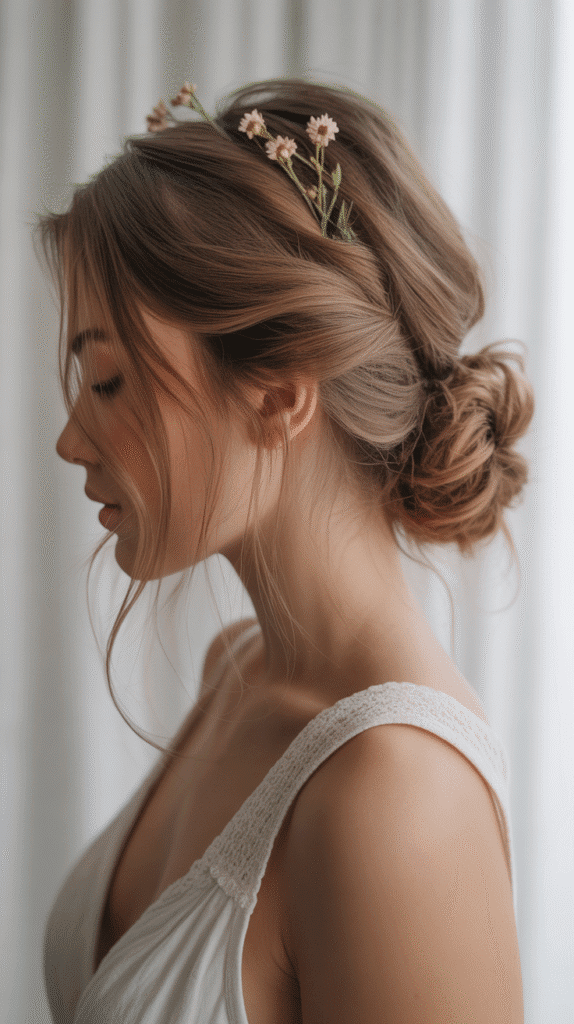 30 Elegant Elf Hairstyles for Long Hair Straight Out of a Fairytale 27 Romantic Messy Side Bun