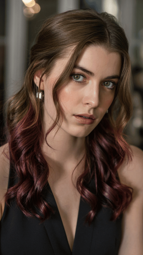 30 Gorgeous Hair Colors for Brown Hair and Green Eyes You'll Love 11 Burgundy Lowlights