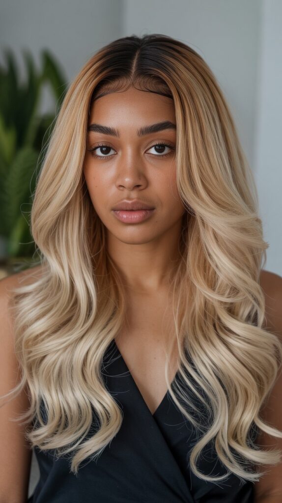 25 Chic Blonde Weave Hairstyles for Black Women This Season 13 Blonde Ombré with Dark Roots