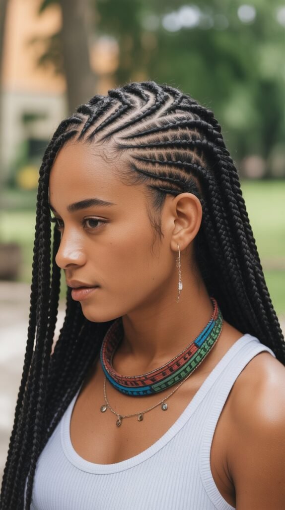 Fulani Braids with Shaved Sides