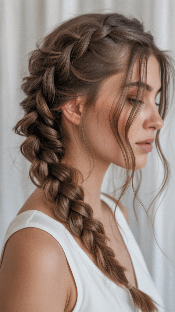 27 Chic Whimsical Hairstyles for Straight Hair That Add a Touch of Grace 27  Cascading Side Braid
