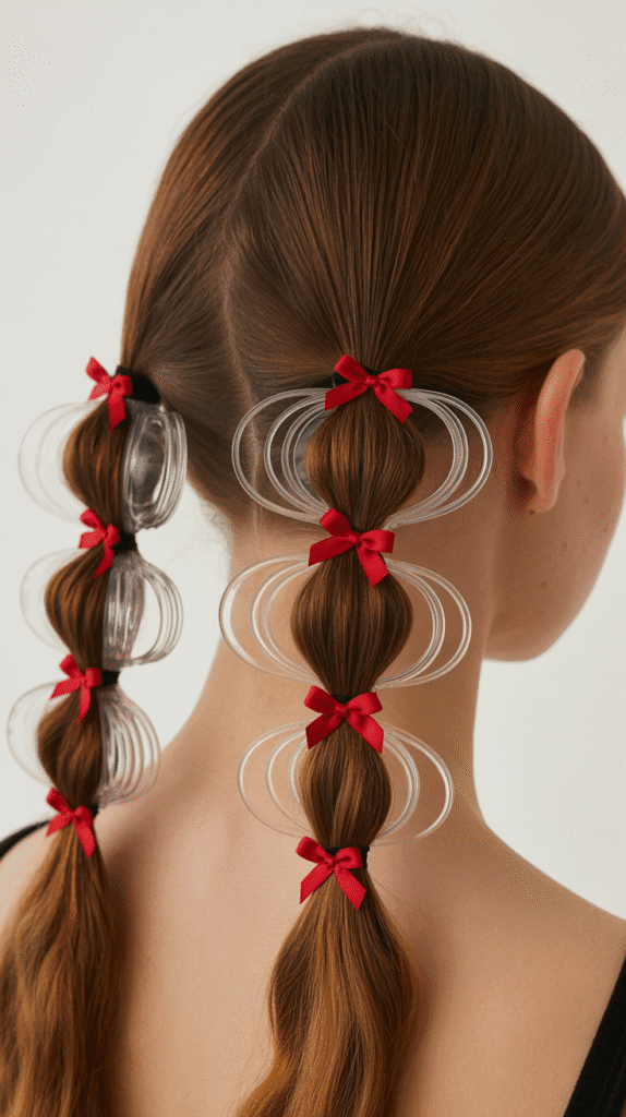 25 Easy Christmas Hairstyles for Kids You Can Do in Minutes 23 Triple Twisted Ponytails